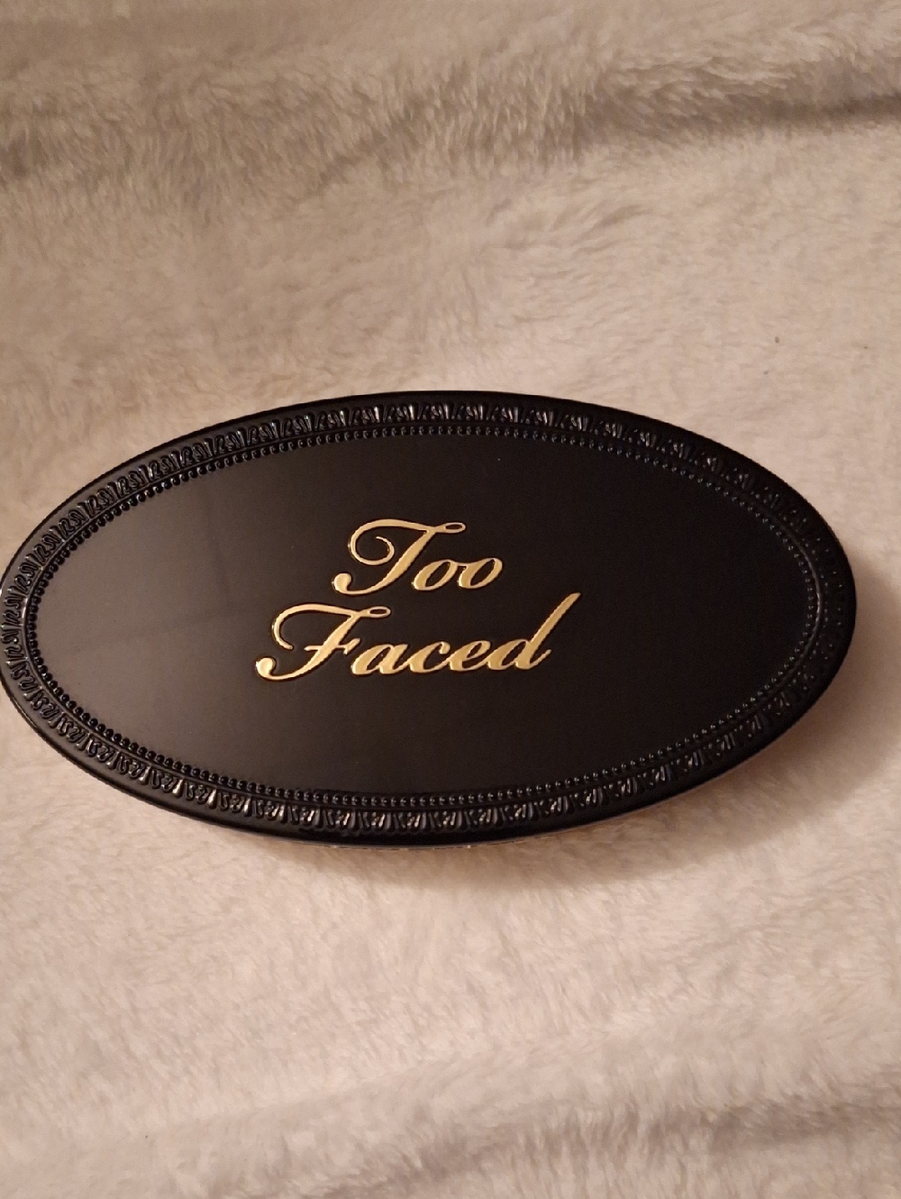 Too Faced Black and Gold Oval Makeup Case